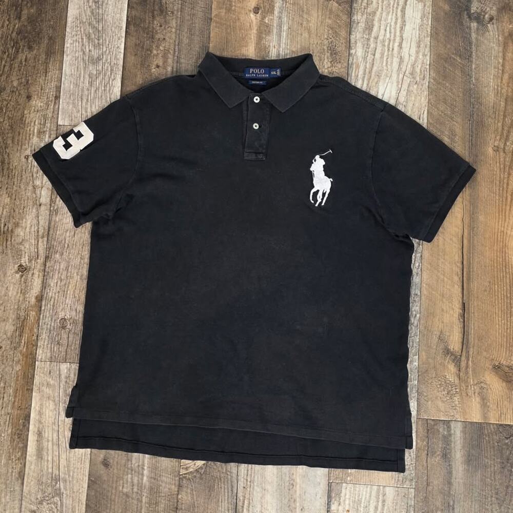 Polo Ralph Lauren Big Pony Polo Shirt Black White #3 Mens XXL Custom Fit